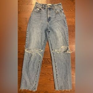 Abrand Jeans Sz 26 Blue Distressed A Carrie Jean Recycled Cotton Relaxed